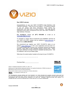 Bruksanvisning VIZIO VOJ320F1A LCD TV