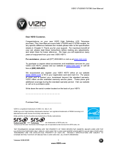 Bruksanvisning VIZIO VT470M LCD TV