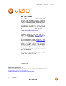 Bruksanvisning VIZIO VX32L LCD TV