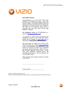 Bruksanvisning VIZIO VX37L LCD TV