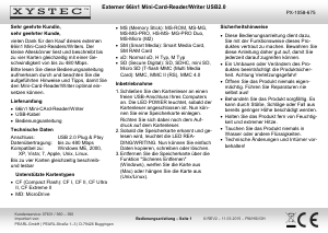 Mode d’emploi Xystec PX-1058-675 Lecteur de cartes