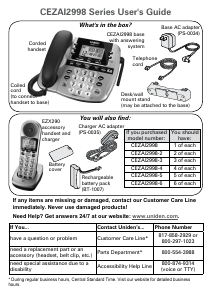 Handleiding Uniden CEZAI 2998 Draadloze telefoon