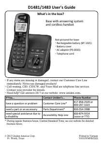 Handleiding Uniden D1481 Draadloze telefoon