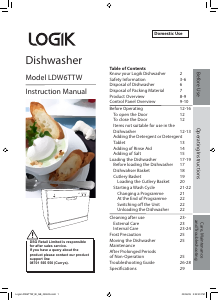 Manual Logik LDW6TTW Dishwasher