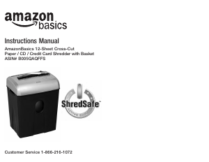 Handleiding AmazonBasics B005QAQFFS Papiervernietiger