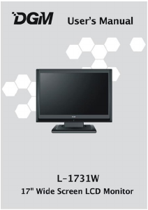 说明书 DGML-1731W液晶显示器