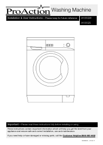 Manual ProAction A105QS Washing Machine