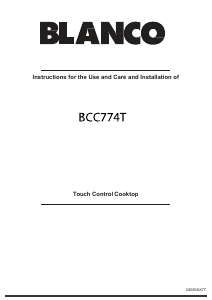 Handleiding Blanco BCC774T Kookplaat