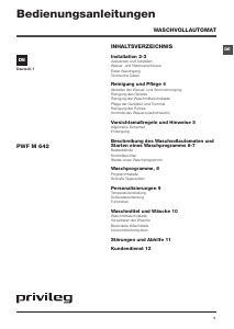 Bedienungsanleitung Privileg PWF M 642 Waschmaschine