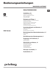 Bedienungsanleitung Privileg PWF M 643 Waschmaschine