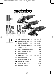 Bruksanvisning Metabo W 7-100 Vinkelslip