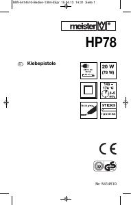 Bedienungsanleitung Meister HP78 Klebepistole