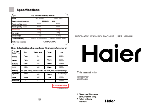 Manual Haier HWT70AW1 Washing Machine