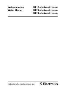 Bruksanvisning Electrolux IH 21 Electronic Basic Varmvattenberedare