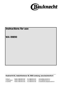 Manual Bauknecht WA 89890 Washing Machine