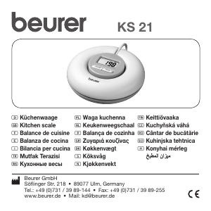 Manual Beurer KS 21 Cântar de bucătărie