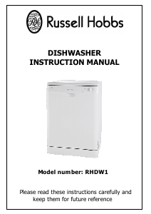 Manual Russell Hobbs RHDW1 Dishwasher