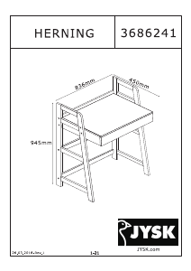 Руководство JYSK Herning (45x84x95) Письменный стол