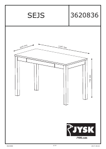 Használati útmutató JYSK Sejs (120x75x60) Íróasztal
