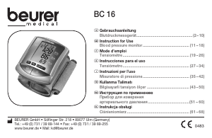 Manuale Beurer BC 16 Misuratore di pressione