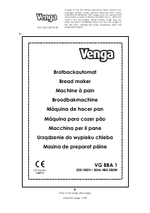 Instrukcja Venga VG BBA 1 Automat do chleba