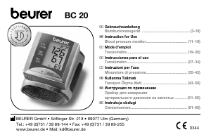 Instrukcja Beurer BC 20 Ciśnieniomierz