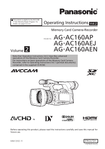Bruksanvisning Panasonic AG-AC160AEN Videokamera