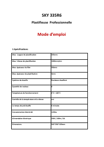 Mode d’emploi SKY 335R6 Plastifieuse