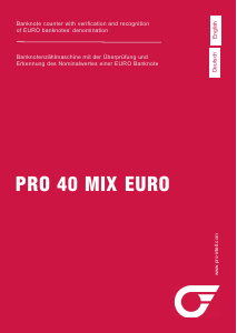 Handleiding PRO 40 Mix Euro Biljettelmachine