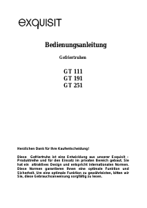 Bedienungsanleitung Exquisit GT 191 Gefrierschrank