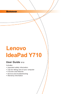 Bruksanvisning Lenovo IdeaPad Y710 Bärbar dator