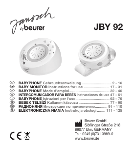 Instrukcja Beurer JBY92 Niania elektroniczna