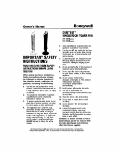 Bruksanvisning Honeywell HY-108 QuietSet Fläkt