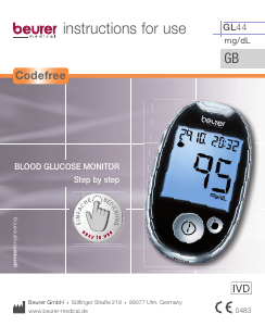 Manual Beurer GL44 Blood Glucose Monitor
