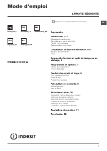 Mode d’emploi Indesit PWDE 81473 W Lave-linge séchant