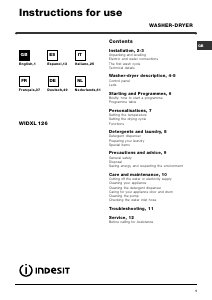Mode d’emploi Indesit WIDXL 126 Lave-linge séchant