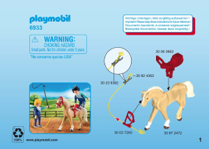 Handleiding Playmobil set 6933 Riding Stables Voltigeteam met paard