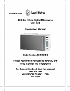 Bruksanvisning Russell Hobbs RHM2013-G Mikrovågsugn