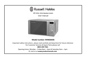 Bruksanvisning Russell Hobbs RHM2064MB Mikrovågsugn