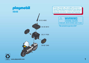 Manuál Playmobil set 5648 Police Přenosný kufřík Policista s motorkou