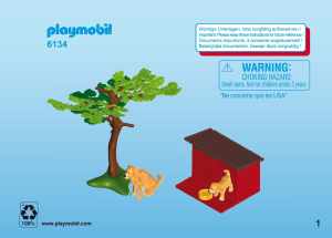 Handleiding Playmobil set 6134 Farm Golden retrievers met puppy's