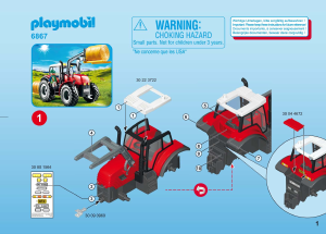 Handleiding Playmobil set 6867 Farm Grote tractor met werktuigen