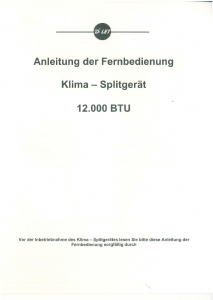 Bedienungsanleitung D-Let R81/E/C Klimagerät