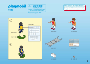 Manual Playmobil set 9826 Sports Socorristas com maca e jogador de futebol