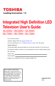 Manual Toshiba 32L4300U LED Television
