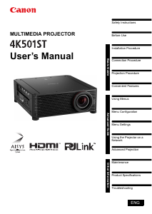Manual Canon 4K501ST Pro Projector