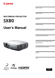 Bruksanvisning Canon REALiS SX80 D Projektor