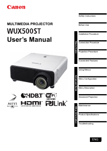 Manual Canon REALiS WUX500ST Projector