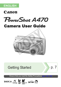 Handleiding Canon PowerShot A470 Digitale camera