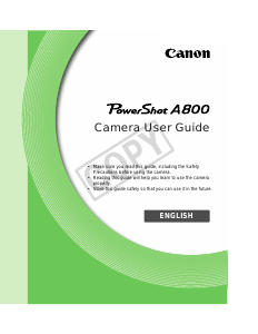 Manual Canon PowerShot A800 Digital Camera